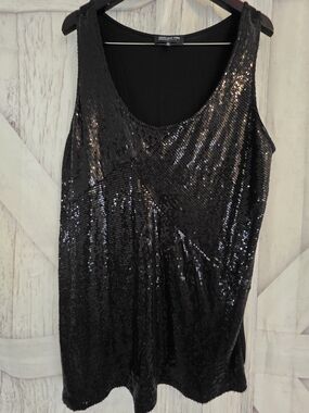 Jones New York Signature Woman Black Sequin Tank Top Size 3X Elegant Blouse